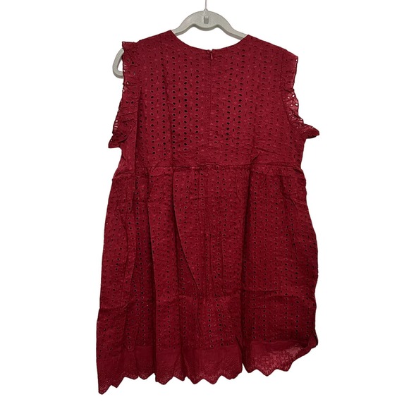 Women’s  Mini Red Dress with Built in Shorts Underneath Eyelet lace Size Large - Picture 6 of 6
